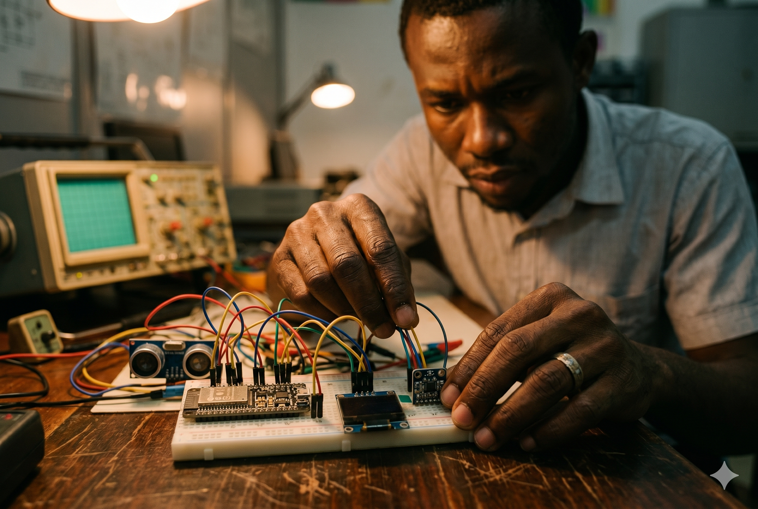 Engineer working on embedded systems at SkillForge lab