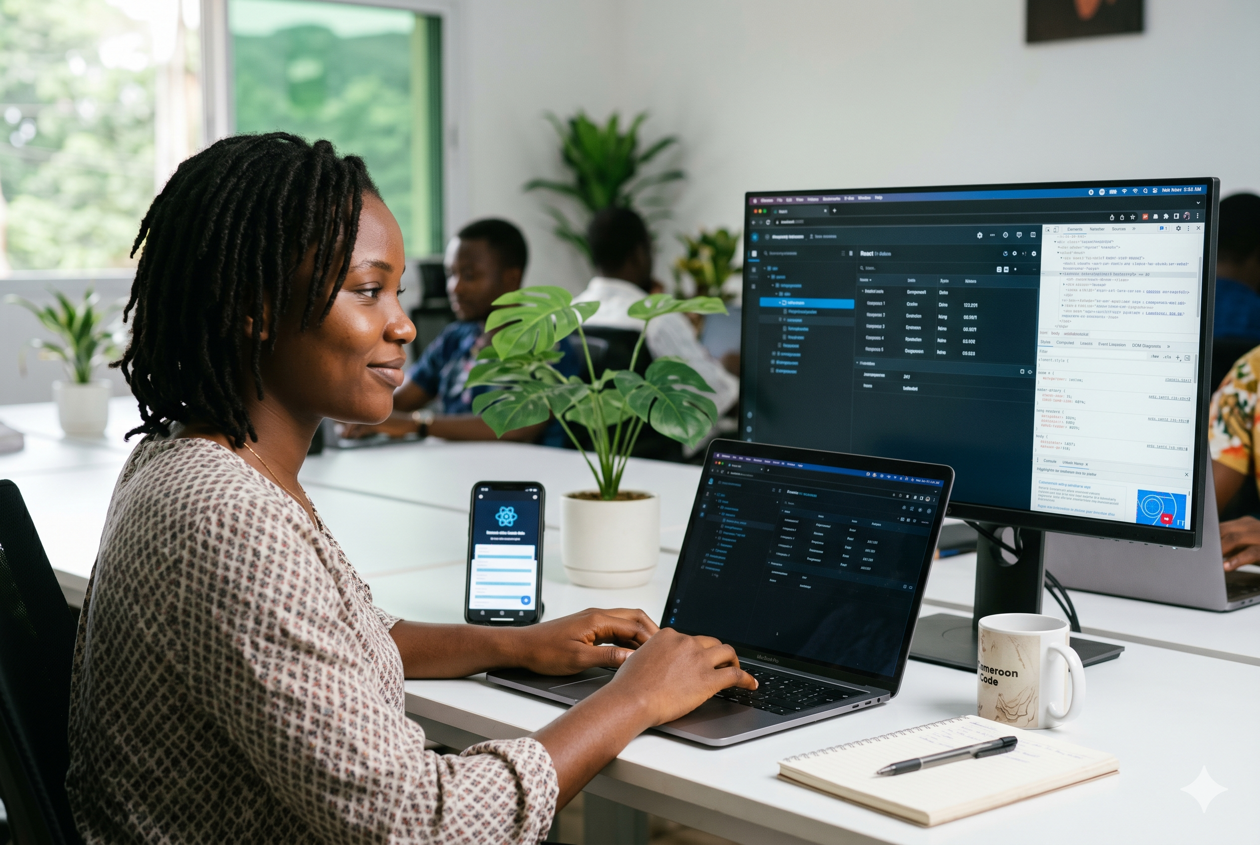 Software developer at work in SkillForge lab